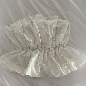 Anthropologie white cotton ruffle tube top
